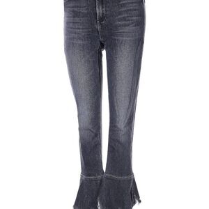 MOTHER Women's High-Rise Straight Jeans Size 24 Black Frayed Hem